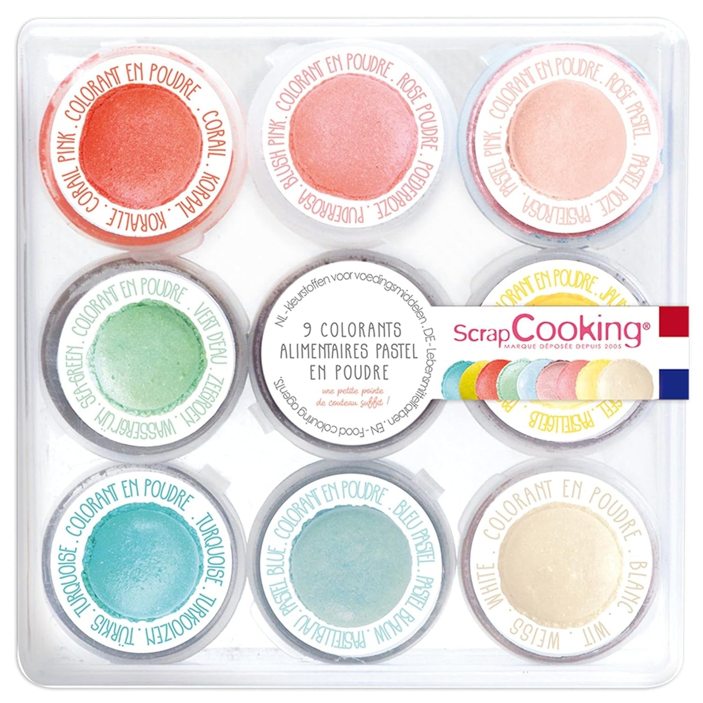 ScrapCooking - Set de 9 tintes en polvo, tonos pastel, 15 gramos total Naty Shop