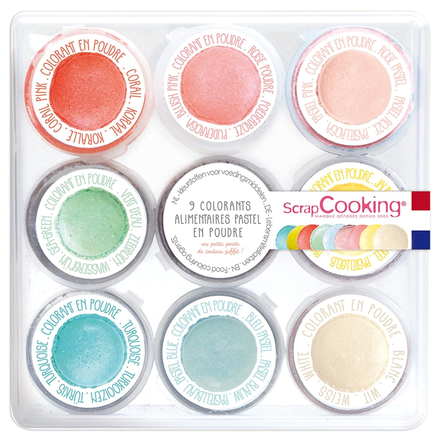 ScrapCooking - Set de 9 tintes en polvo, tonos pastel, 15 gramos total Naty Shop
