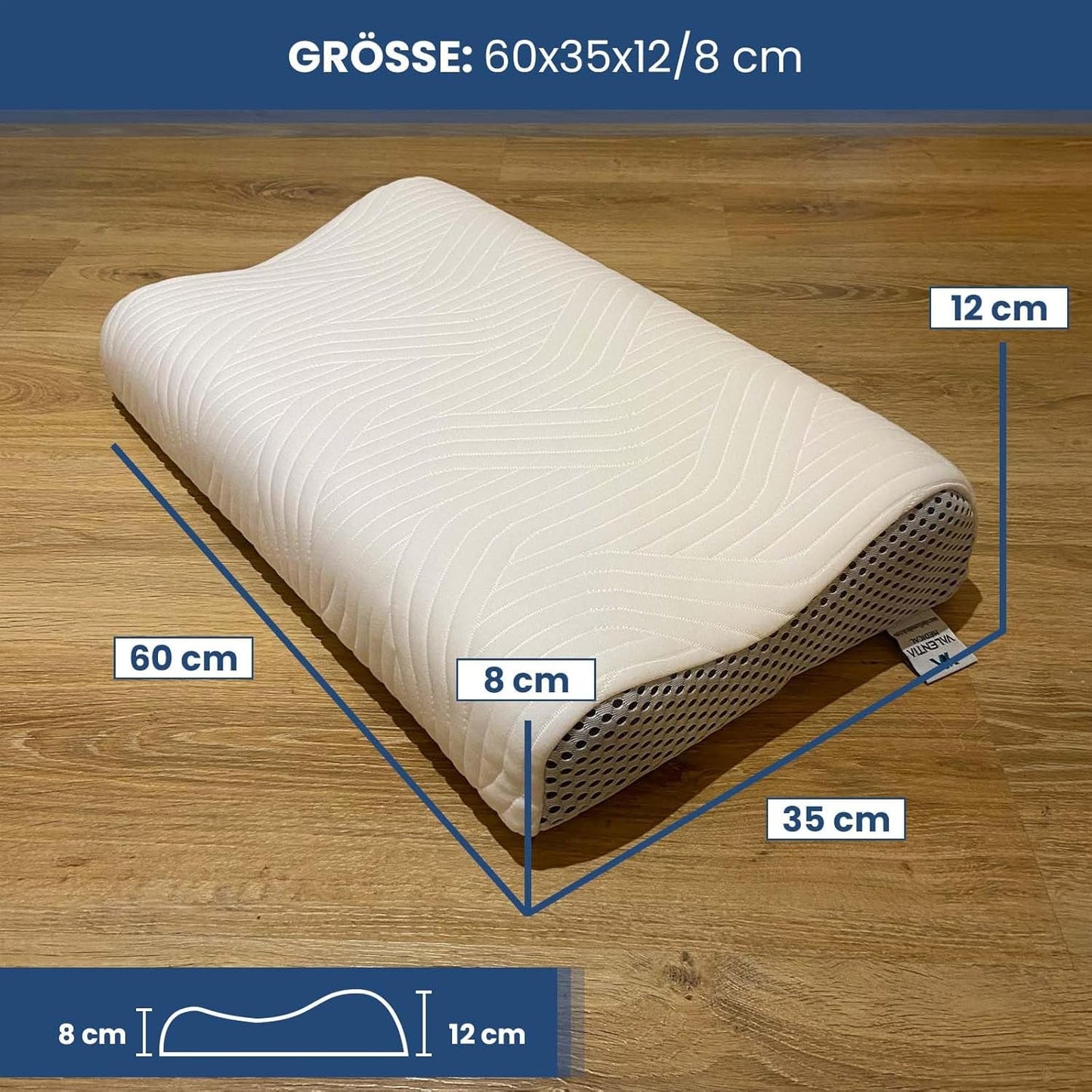 Valentia Medical Almohada de espuma viscoelástica para el cuello Almohada ortopédica para el dolor de cuello Almohada de espuma viscoelástica para el cuello Funda lavable ultra suave Almohadas ortopédicas cervicales Naty Shop