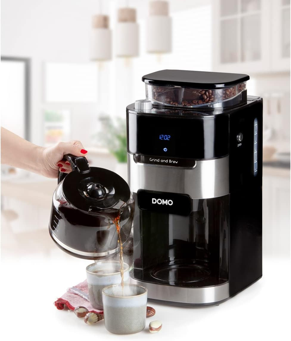 Cafetera espresso DOMO DO721K "Grind and Brew" - Función Bean-to-Cup - Pantalla LCD - Para café molido o en grano entero - 1,5 L