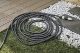 GF SRL, Aquapop Grey Easy 10, manguera trenzada autoextensible de 10 metros, fabricada en Italia, con mini pulverizador de jardín y conectores para riego de jardín, gris oscuro