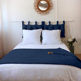 Enjoy Home - Colección Panamá - Colcha con 4 borlas de yute - 100% algodón - Certificado Oeko-Tex - 90 X 190 Cm - Color: Azul Marino Edredones y edredones Naty Shop