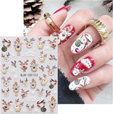 JMEOWIO 3D Nagelsticker Weihnachten Nail Art Sticker Selbstklebend Nagelaufkleber 5D Stereoskopisch Schneeflocke Christmas Winterurlaub Niedlich Dekoration Nageldesign Zubehör 4 Blatt