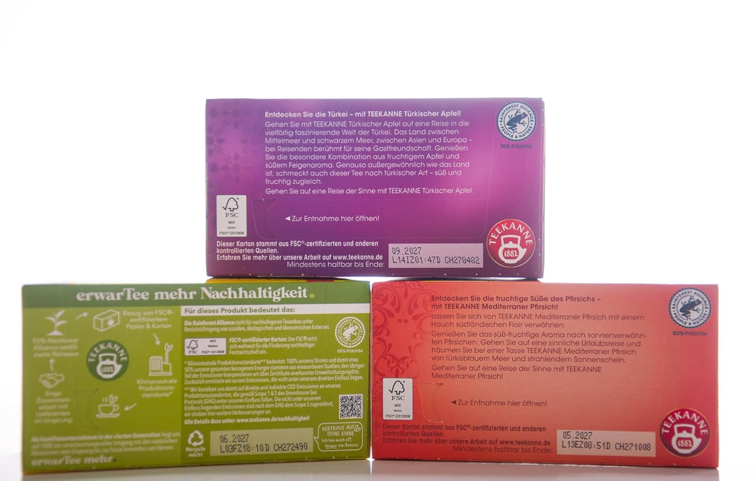 Teekanne Juego de Té 3 Surtidos, Limón Italiano, Melocotón Mediterráneo y Manzana Turca, 155g