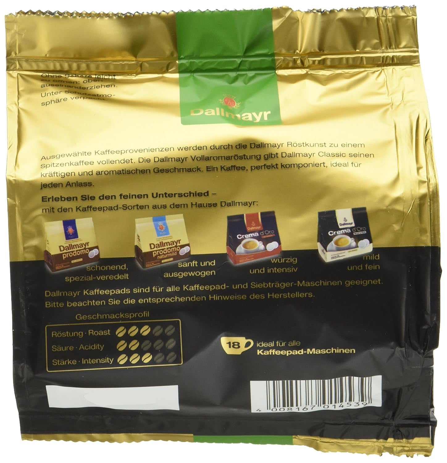 Kaffee Classic Kaffeepads 16 + 2, paquete de 5 (5 x 124 g)