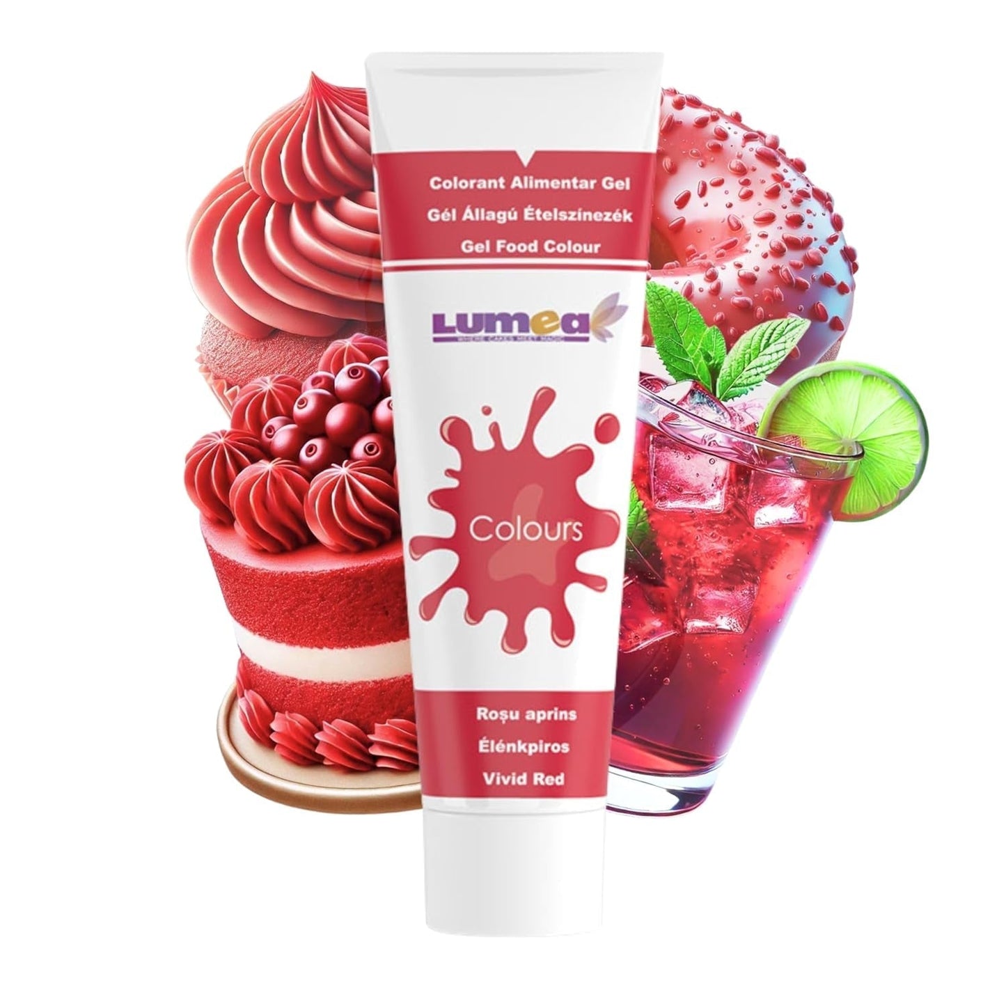 Dekozauber 24 Colorante alimentario rojo, gel, 30 g, vegano, sin azúcar, altamente concentrado, colorante alimentario rojo para fondant, crema de mantequilla, bebidas y más