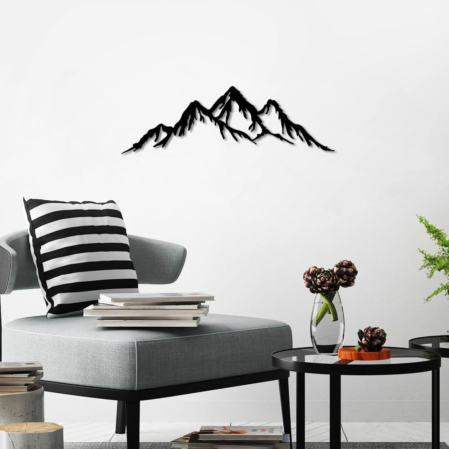 Elegante accesorio decorativo de pared de metal negro, 70 x 22 cm | 100% metal (espesor 1,5 mm) | Fácil montaje en pared | Perfecto para una decoración moderna Naty Shop estatuillas y esculturas
