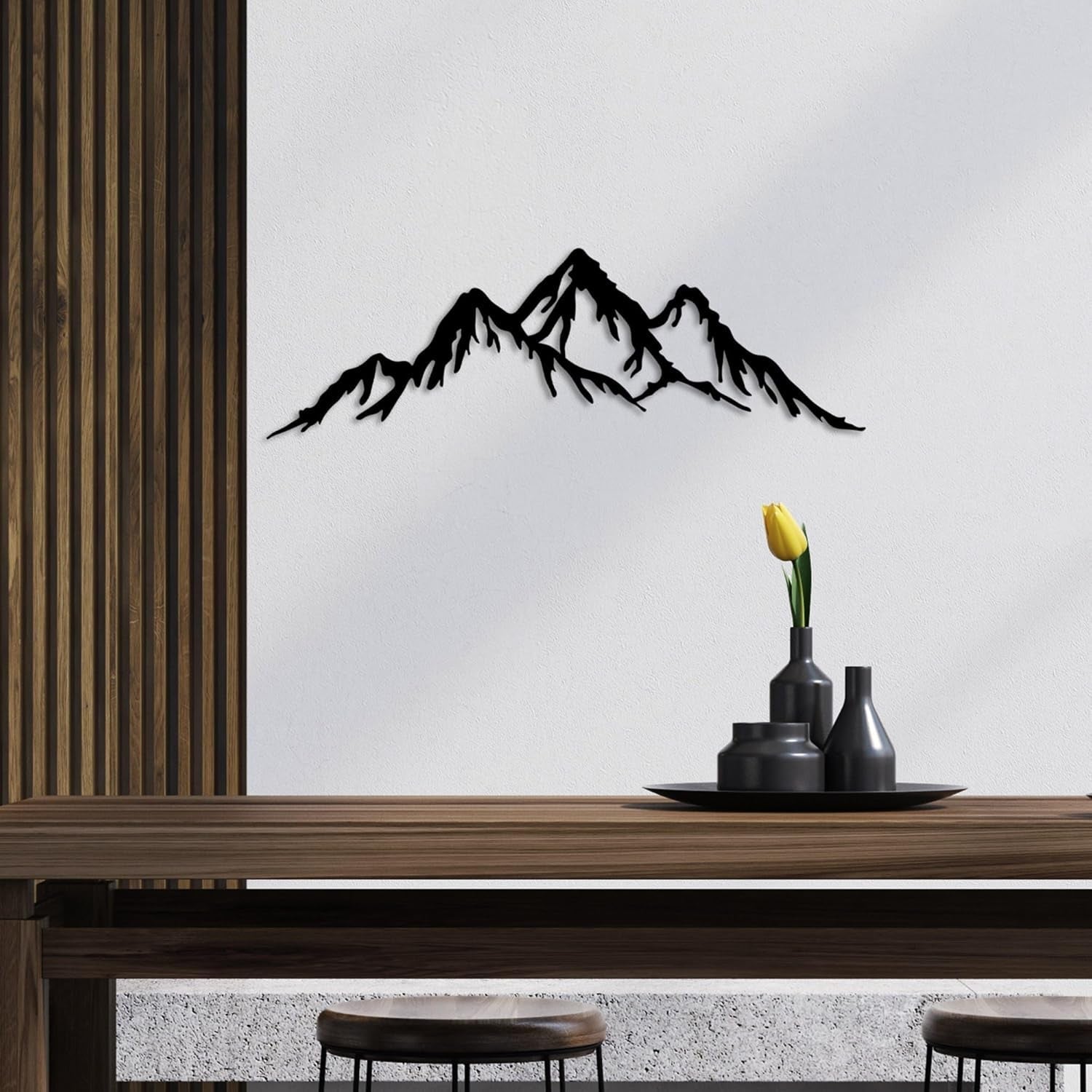 Elegante accesorio decorativo de pared de metal negro, 70 x 22 cm | 100% metal (espesor 1,5 mm) | Fácil montaje en pared | Perfecto para una decoración moderna Naty Shop estatuillas y esculturas