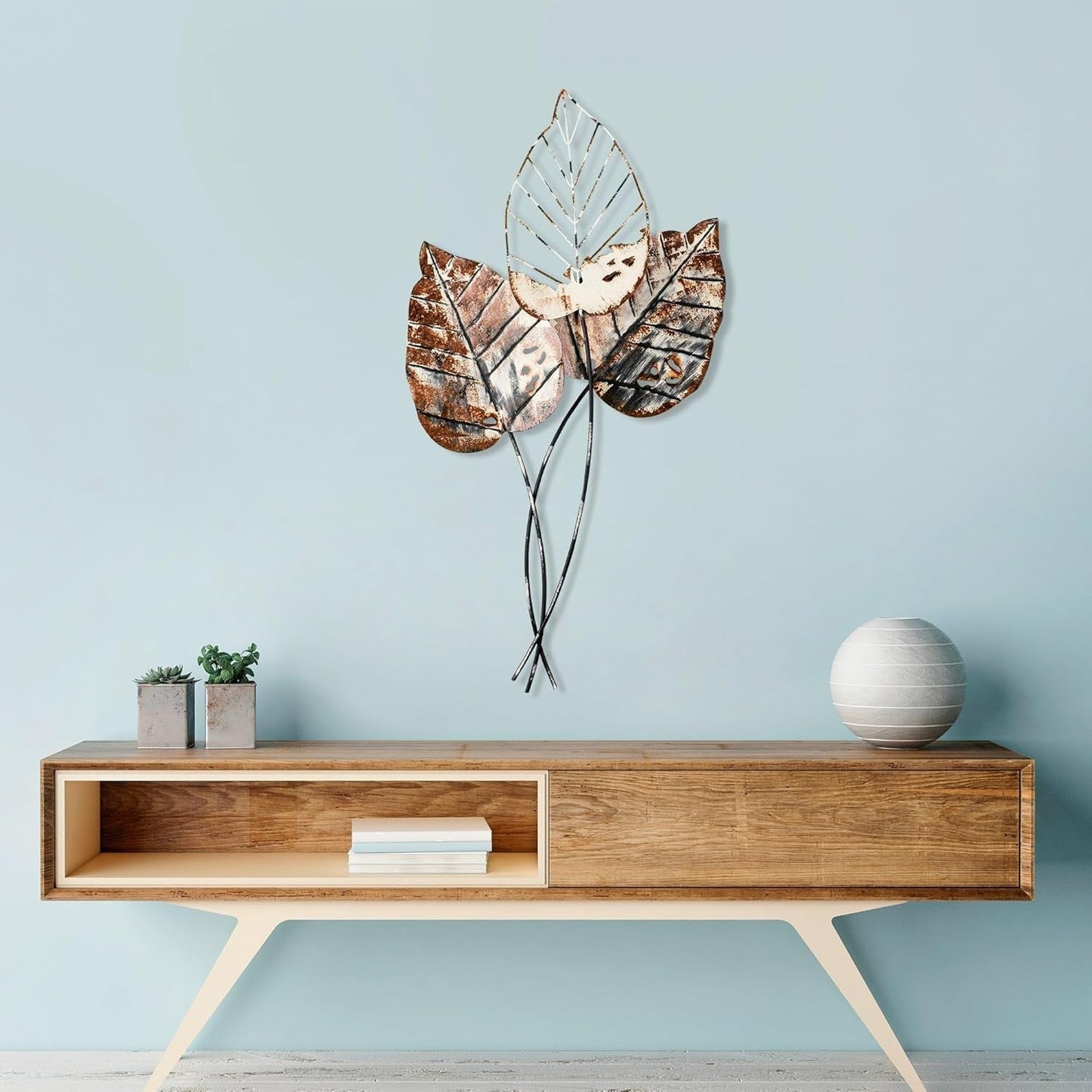 Accesorio decorativo de pared hecho a mano de metal, 45 x 85 cm | 100% metal (1,5 mm) | Diseño único en marrón y negro, perfecto para decoración de interiores | Estatuillas y esculturas para montar en la pared Naty Shop Título predeterminado