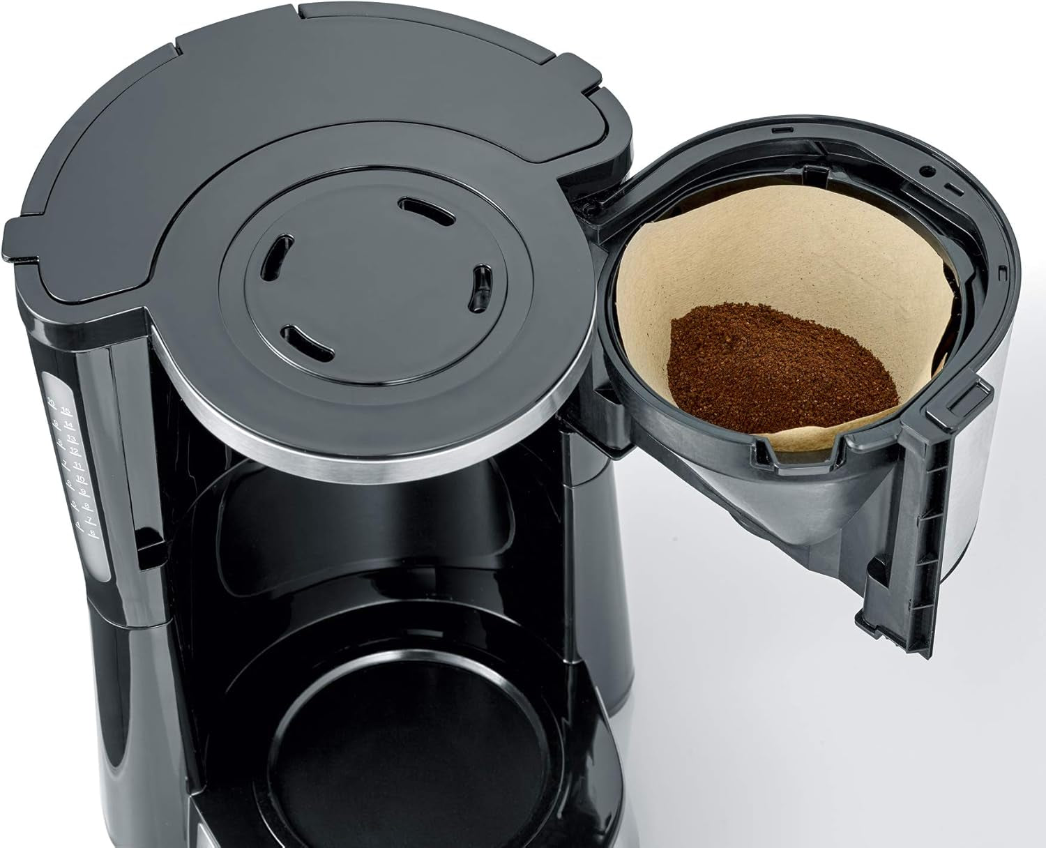 SEVERIN Cafetera espresso "TypeSwitch" con jarra térmica, AromaSwitch para elegir entre 2 perfiles de preparación, cafetera para hasta 10 tazas, 1000W, acero inoxidable cepillado-negro, KA 4845