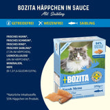 Bozita Tetra Trozos esterilizados en salsa de carbón - 6 x 370 g Comida húmeda para gatos sin cereales y sin azúcar - sin OGM, con 8,5% de proteínas y 4,5% de grasas - alta calidad y muy sabroso