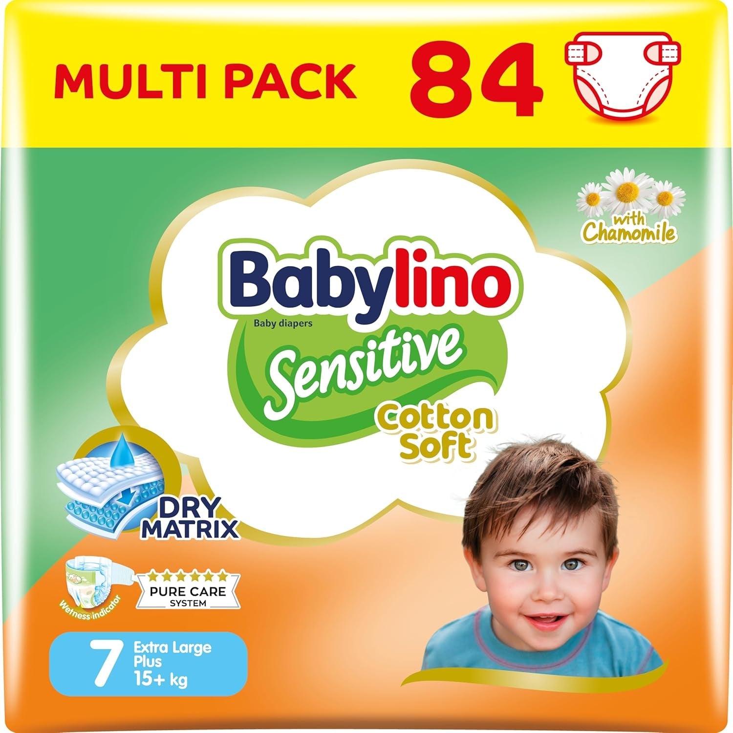 Pañales para bebés sensibles, talla 7, extra grande plus (+15 kg), 14 piezas