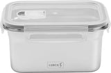 Naty Shop 240895 Fiambrera transparente de acero inoxidable de alta calidad con tapa de plástico sin BPA 2000 ml Lurch 240895 Cajas de almacenamiento de alimentos transparentes Naty Shop 240895