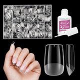 Uñas postizas cortas bailarina 500 Uds pegamento en 12 tamaños uñas artificiales Gel suave corto cobertura completa puntas de uñas para uñas de Gel cortas S