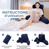INFANZIA Almohada de lectura con reposabrazos, viscoelástica, soporte ergonómico para sofá y cama, azul marino