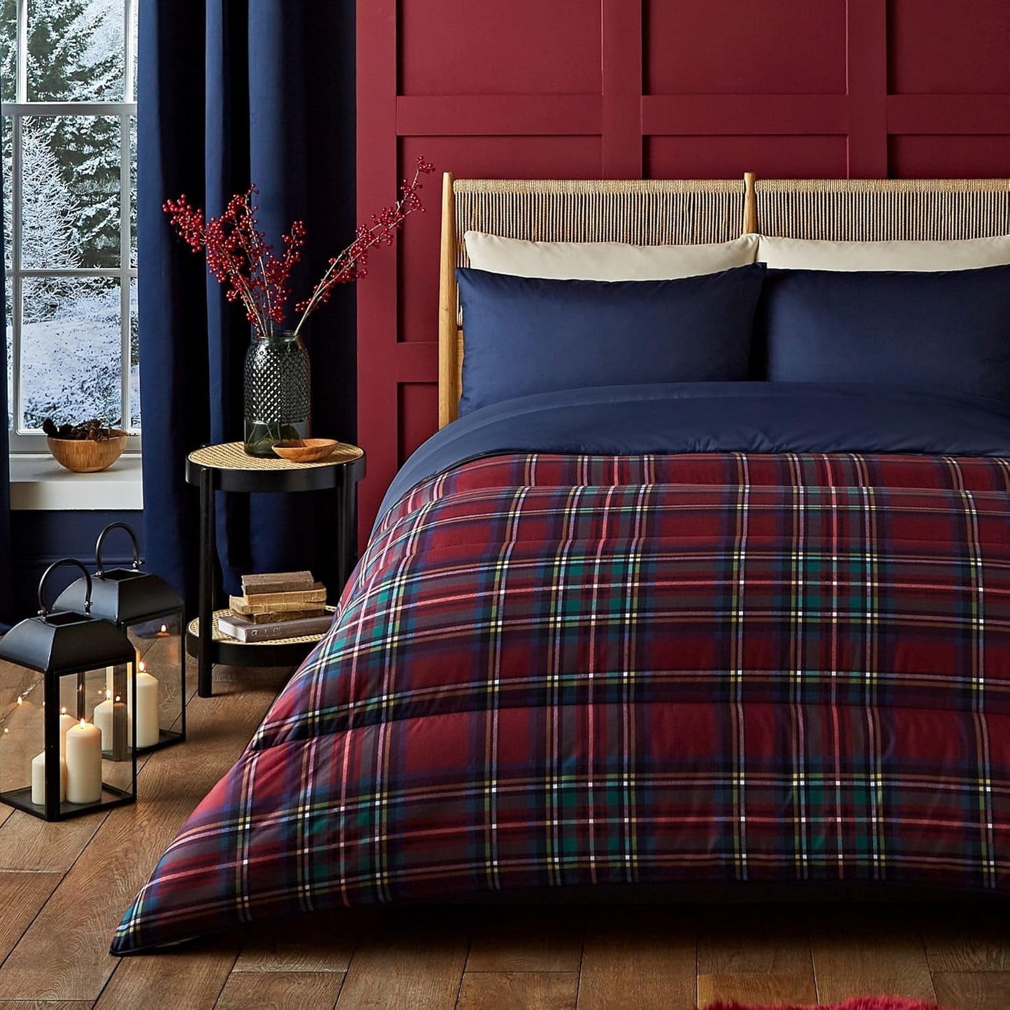 Night Lark Juego de Funda Nórdica y Funda de Almohada, 10,5 tog, Individual, Tartán Rojo Clásico, Ropa de Cama de Lujo, Hipoalergénico, Edredones y Edredones Lavables a Máquina Naty Shop