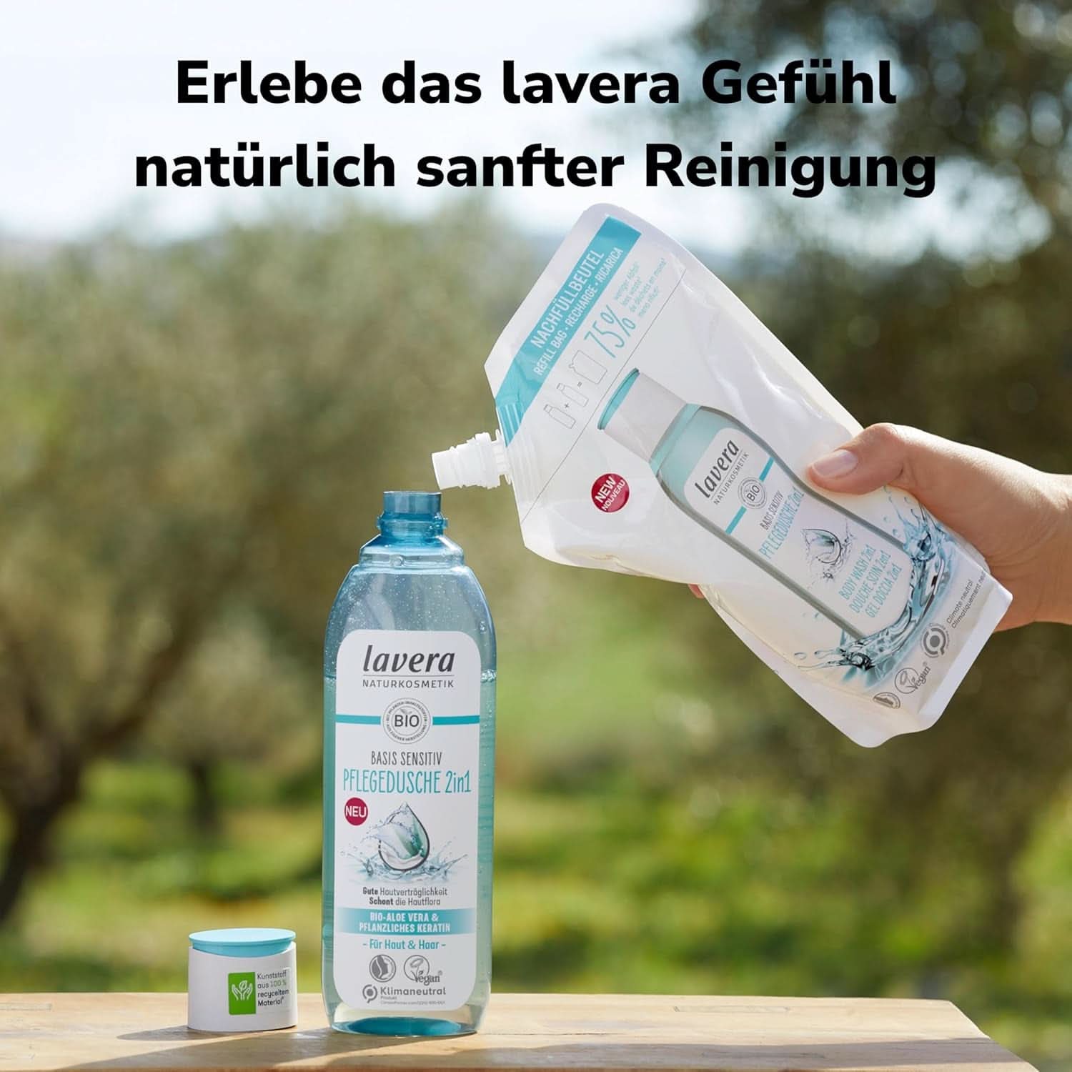 Lavera Care Basis Sensitiv 2 en 1, Champú y gel de ducha con aloe vera ecológico y queratina vegetal, 250 ml Ducha y baño Naty Shop