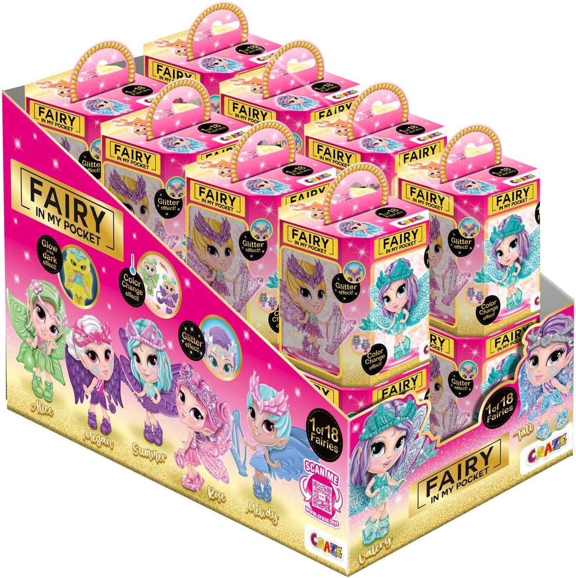 CRAZE Hada en mi bolsillo | Muñeca Hada con alas, juguete de hadas coleccionable con efectos especiales como purpurina, brillo en la oscuridad y cambio de color Naty Shop Muñecas Hada en mi bolsillo Set de 16