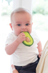 Nuby - Anillo de dentición de aguacate - Juguete mordedor de silicona y madera - Núcleo de madera giratorio - Juguete de dentición para bebés y niños pequeños - Ayuda para la dentición - Sin BPA - 6+ meses