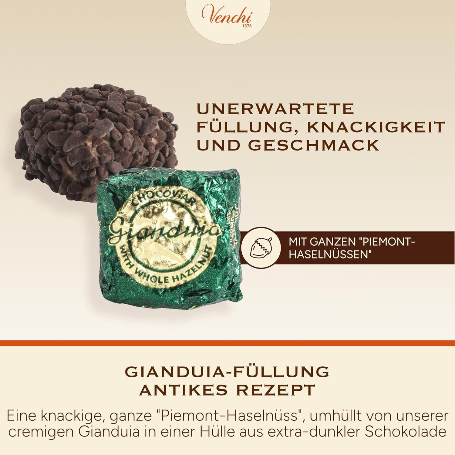 Venchi – Chocoviar Gianduia, bombones en bolsa de 1 kg, chocolate Gianduia elaborado exclusivamente con "avellanas del bosque piamonteso", sin gluten, sin colorantes artificiales y sin conservantes
