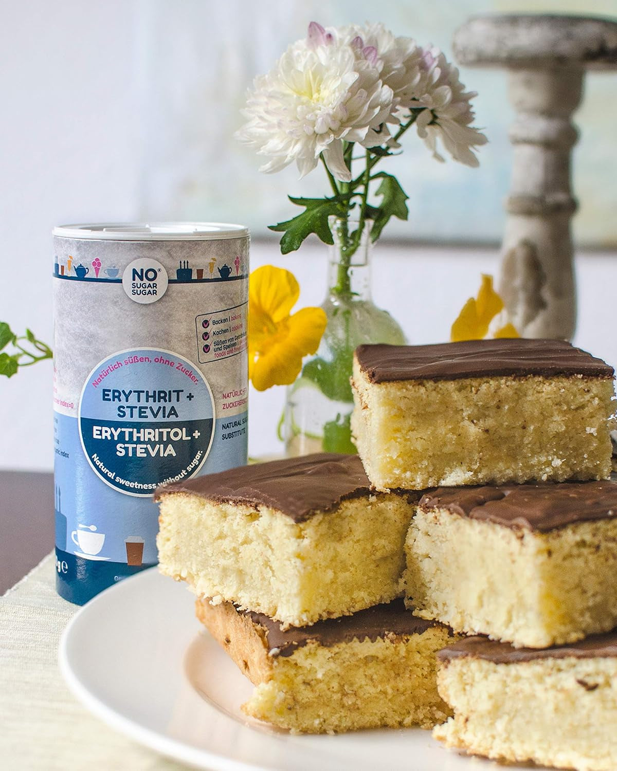 SIN AZÚCAR AZÚCAR 400 G Erythrit + Stevia Vegan, 100% Zucker- & Kalorienfreier Zuckerersatz, Zahnfreundlich 1:1 Süße Gegenüber Zucker, Gesunde Alternative Ohne Eigengeschmack Zum Kochen, Backen, Süßen Edulcorantes Naty Shop