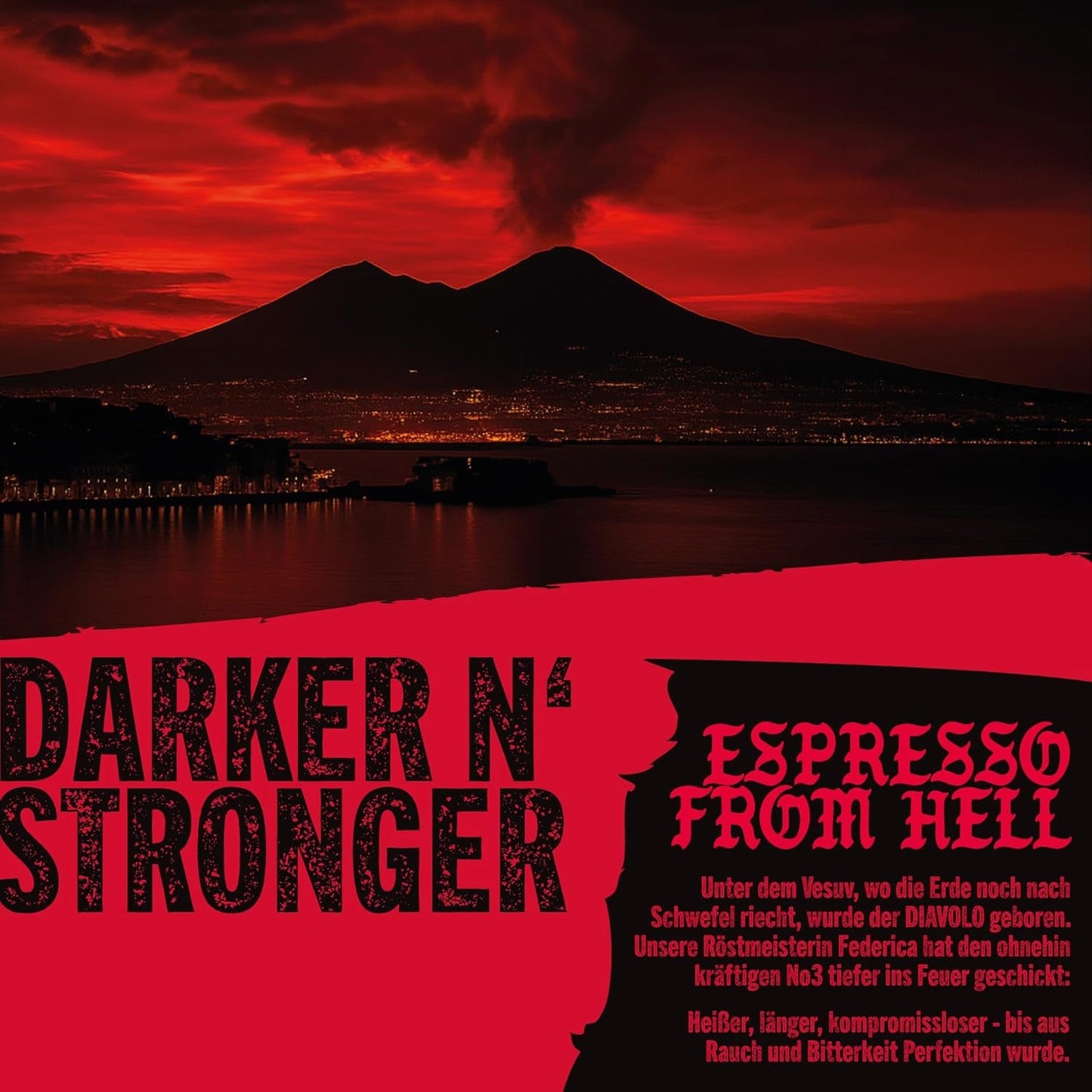 DEAD OR ALIVE DIAVOLO – Espresso Extra Oscuro – 100% Robusta – Extremadamente Fuerte – Baja Acidez – Crema Estable – Granos Enteros 1kg – Tostado Nápoles