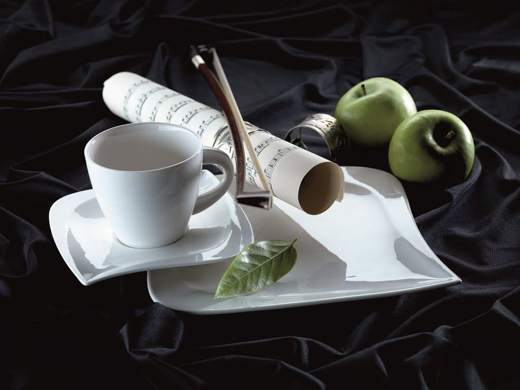 Verso de Mäser, Serie La Musica, Servicio de café de 18 piezas, Vajilla de porcelana para 6 personas, 921172, Blanco