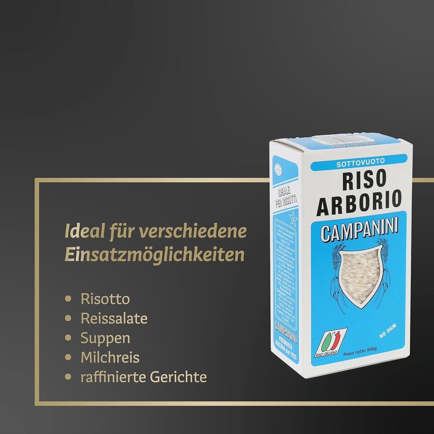 ‎Risera Campanini Arroz Risotto 500 g – Arroz Risotto Italiano, Arroz Riso Arborio, Risotto Cremoso