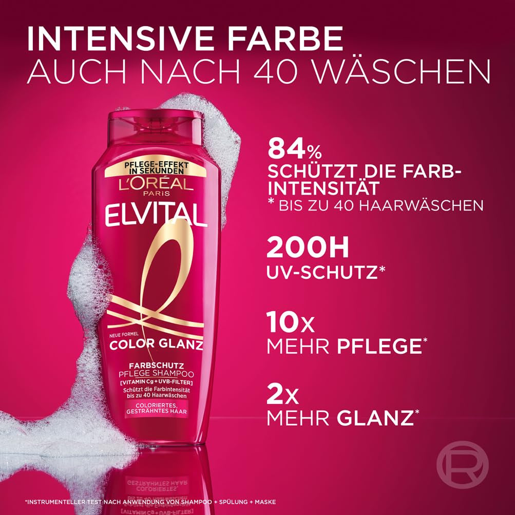 L'Oréal Paris Elvital XXL, Champú protector del color para cabellos teñidos, 1 litro Ducha y baño L'Oréal