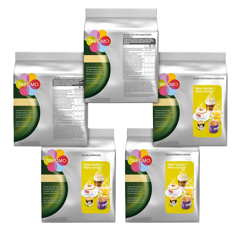 Tassimo Kapseln Probierbox, Vielfaltspaket, 64 almohadillas, 5 clasificados