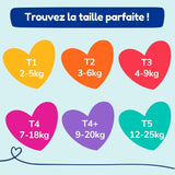 - Pañales talla 4+ (9-20 kg) - saludables y muy absorbentes - 12 horas a prueba de fugas - sin sustancias no deseadas - fabricado en Francia - precio asequible - 126 pañales desechables