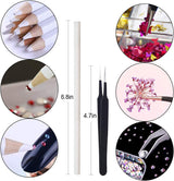 Kalolary Flores secas para uñas Lentejuelas de mariposa Esmalte de uñas Papel de aluminio Pegatinas de uñas Pinzas Piedras de uñas Diamantes de imitación Lápiz para diseño de uñas 3D Decoraciones de bricolaje