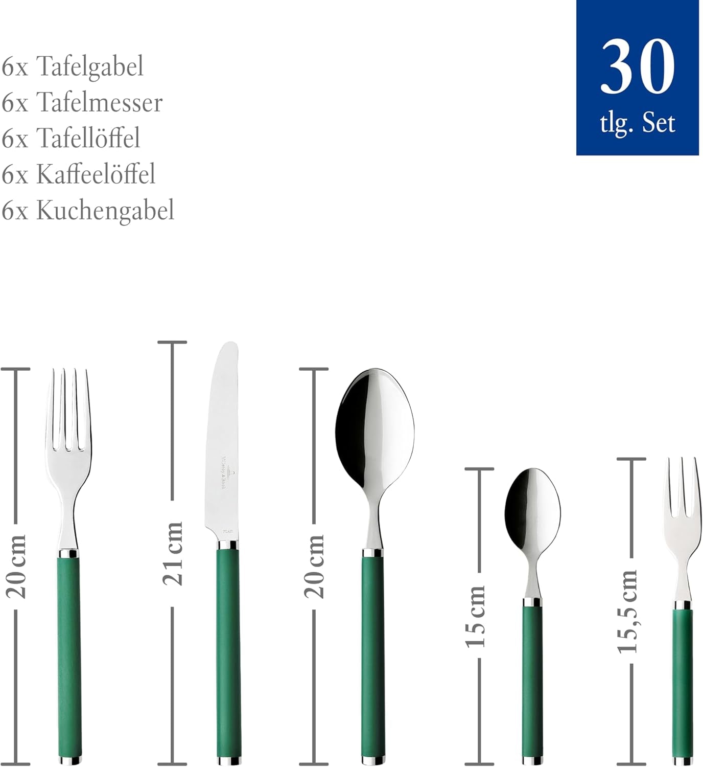 Villeroy & Boch - Juego de cubiertos Play! Jardín Verde, 30 piezas Cocina Naty Shop