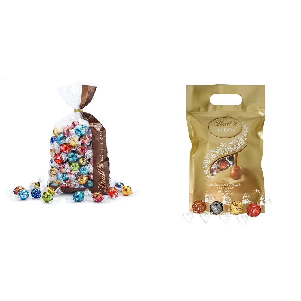 Mezcla de chocolate LINDOR | 1371 gramos | Aprox. 109 bolas: Mezcla clásica para bolas de chocolate con leche y LINDOR | Aprox. 80 bolas de chocolate (con leche, blanco, negro 60%, avellana) | Paquete a granel, 1 kg