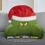 Grinch Pillow - Almohada de Lectura para Cama y sofá, Respaldo con reposabrazos, Almohada de Lectura para Espalda, Cuello y Cabeza, Verde, 40 x 38 cm