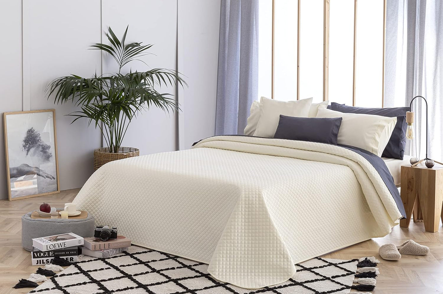 Todocama Fine Boutique Colcha con Estampado de Diamantes Primavera Verano Otoño Invierno 100% Microfibra Extra Suave Colcha Multifuncional 105-200 X 260cm Beige Camas y Mantas Besuche den Todocama-Store Beige Cama 105 - 200X260Cm