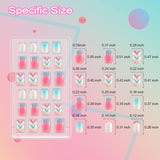 72 piezas de uñas prepegadas para niños, cobertura completa, brillo de color, arco degradado, uñas artificiales cortas, gran regalo para niños y niñas, arte de uñas, brillo arcoíris