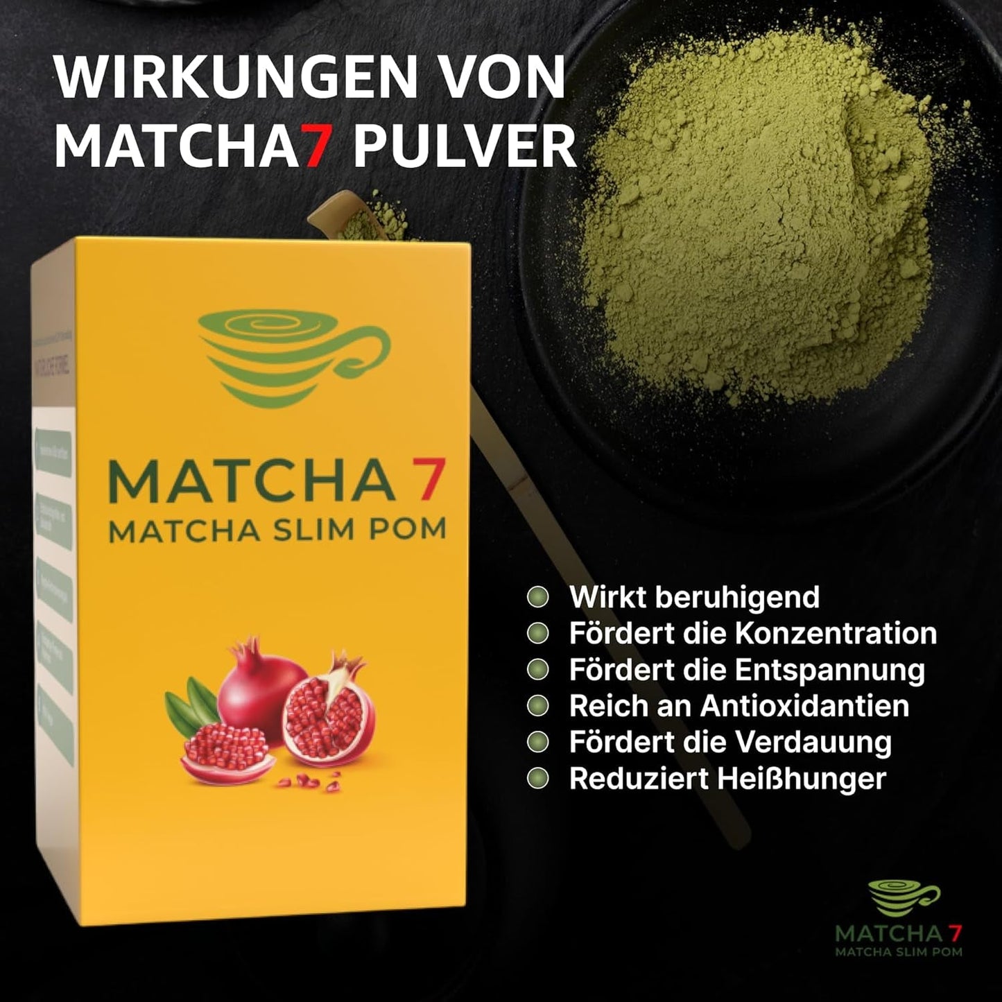 ® Ceremonial Matcha Powder X Pomegranate 100G [Apoya la pérdida de peso y el metabolismo] - Té verde para un estilo de vida activo y saludable - Té verde sin aditivos (puro y natural)