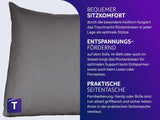 Almohada de lectura Traumnacht Cosy Back Cushion, 70 x 40 cm gris oscuro, funda desenfundable y lavable de 100% poliéster, práctico bolsillo lateral, certificado Öko-Tex, fabricado según los estándares de calidad alemanes