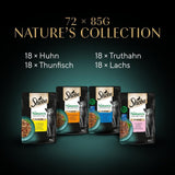 SHEBA Nature's Collection en salsa - Alimento húmedo para gatos de alta calidad, variedad fina (MSC) en sobres porcionados - 72 x 85 g