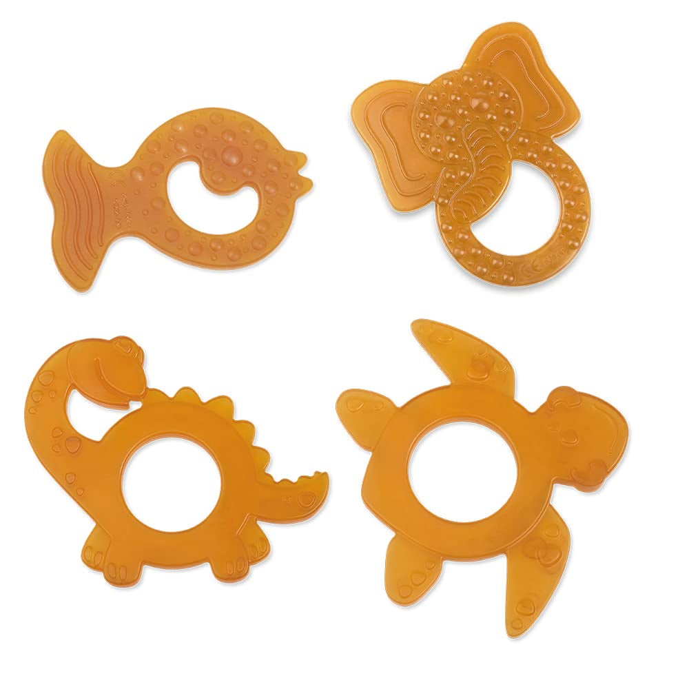 GRÜNSPECHT Mordedor de caucho natural orgánico para la dentición de los bebés, masajea las encías, sin BPA, suave, promueve la motricidad fina, Tortuga (639-V2), marrón