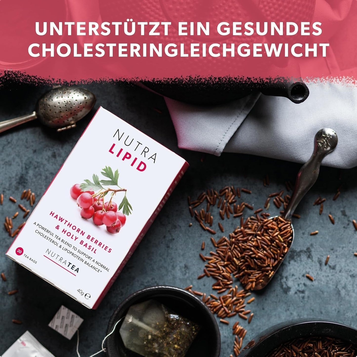 Nutra Tea NUTRALIPID, Té para equilibrar el azúcar en la sangre Ayuda a mantener los niveles de azúcar en la sangre, Té adelgazante Mejora el metabolismo y puede suprimir el apetito, 20 bolsitas de té reutilizables