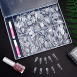 Becellen 500 puntas de uñas artificiales, puntas de uñas de gel suave, cobertura completa, puntas de uñas de gel, uñas artificiales prepulidas, juego de pegamento para decoración de uñas (almendras)