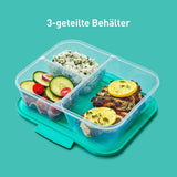 Contenedores de almacenamiento de alimentos con sistema Nest IT Cajas de preparación de comidas | Contenedores herméticos de almacenamiento de 1,9 litros con TRES compartimentos y tapas | Sin BPA | Verde | Cajas de almacenamiento de alimentos Naty Shop de 5 piezas
