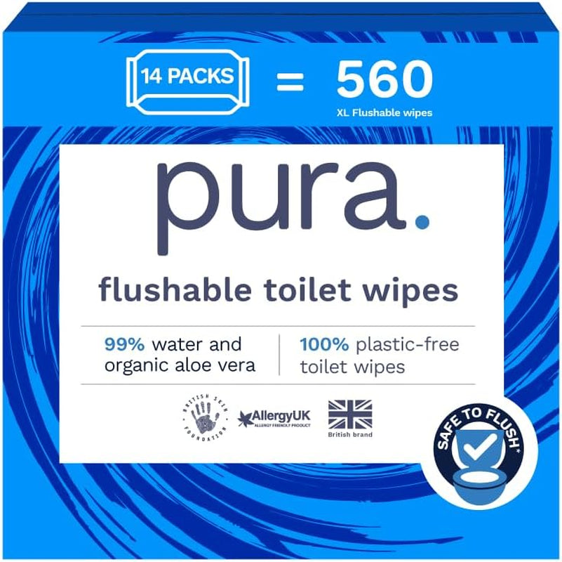 Toallitas húmedas desechables ecológicas 560 toallitas (14 x 40 toallitas) Paquete mensual 100 % sin plástico 99 % toallitas húmedas para el cuidado sensible al agua Fina a descarga Certificado biodegradable vegano
