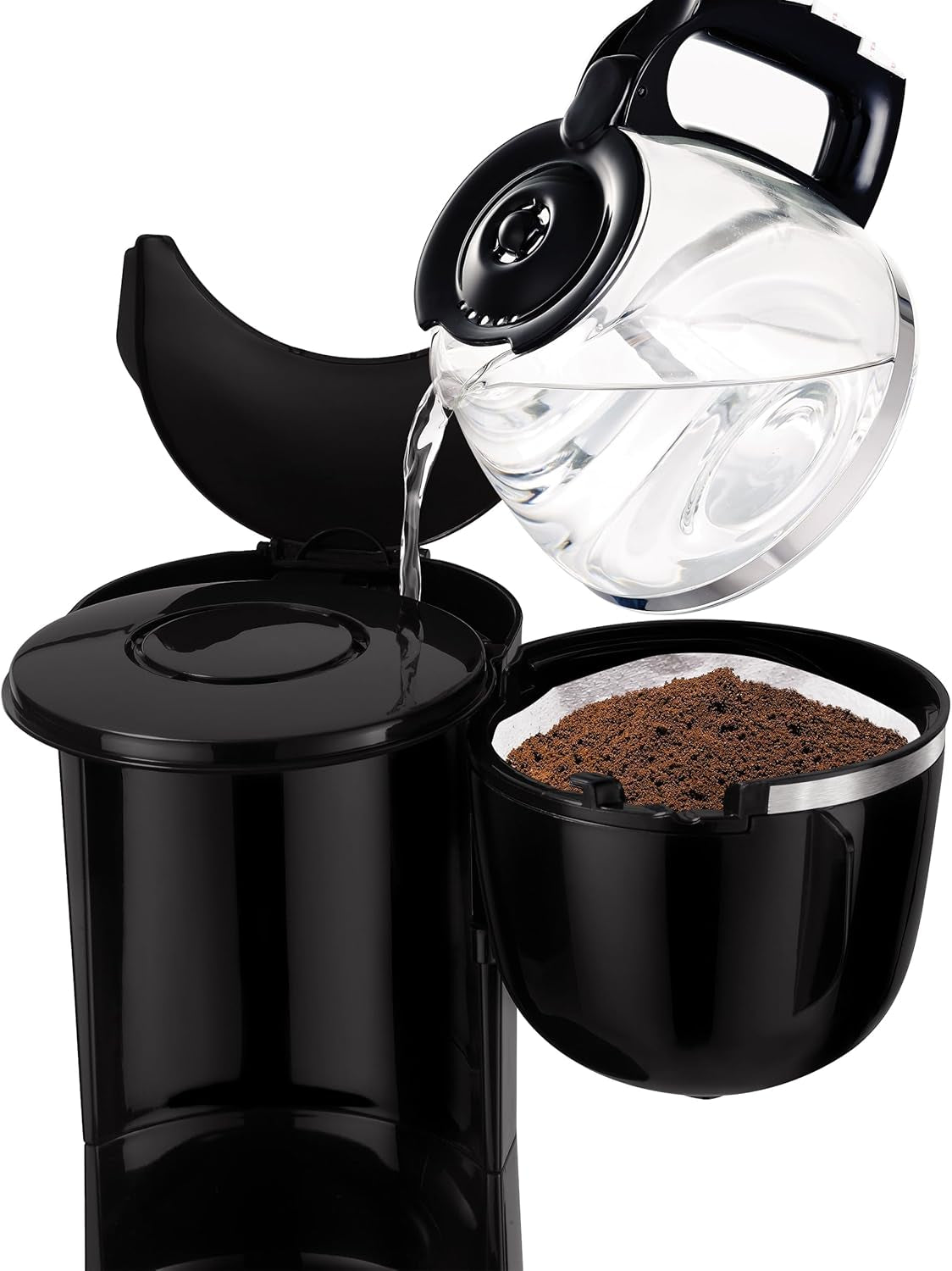Tefal CM3408 Mini cafetera de cristal (600 W, 6 tazas) negro/acero inoxidable, CM340811