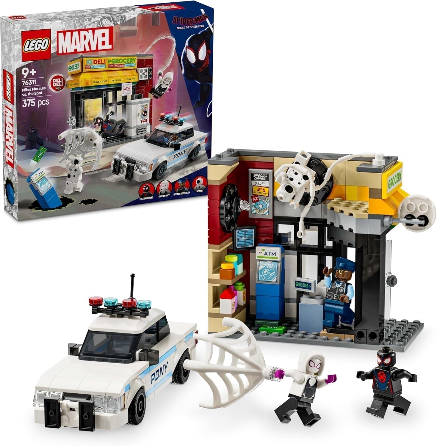 LEGO Marvel Spider-Verso: Miles Morales vs. Spot - Juego de superhéroe con coche de juguete - 4 minifiguras y minimercado - Regalo para niños y niñas a partir de 9 años 76311 Juegos de construcción Besuche den LEGO-Store Default Title
