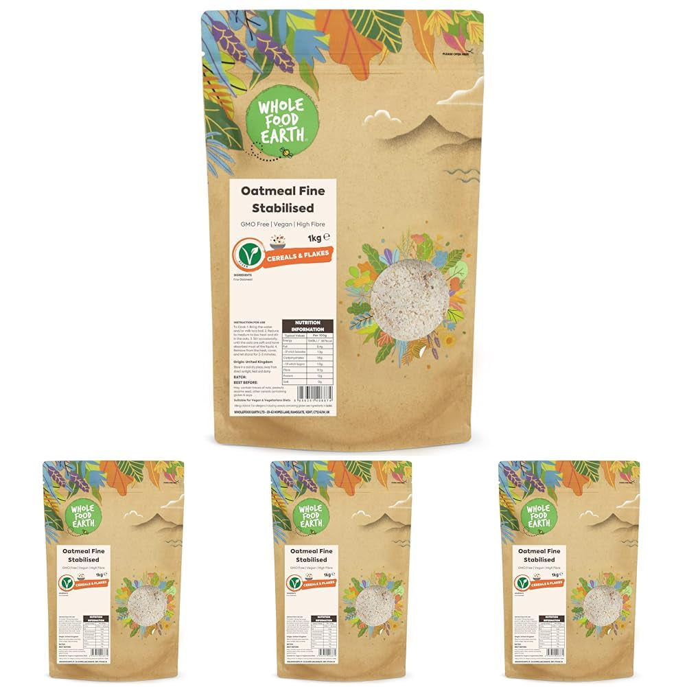 Wholefood Earth Fine Oats - sin OGM - vegano - sin lácteos - sin azúcares añadidos 1 kg
