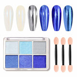 GZMAYUEN Chrom Pulver para uñas 6 colores espejo cromo uñas polvo pigmento polvo uñas arte
