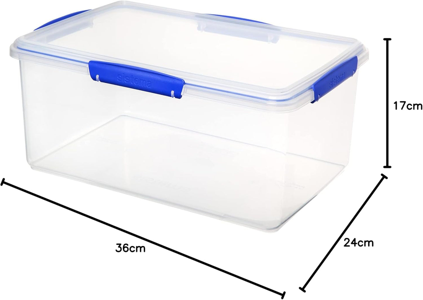 Tarro para almacenamiento de alimentos KLIP IT System | 9,67 litros | tarro de almacenamiento apilable y hermético con tapa, apto para frigorífico/congelador | Plástico sin BPA | clips azules | 1 pieza (paquete de 4) cajas de almacenamiento de alimentos Naty Shop